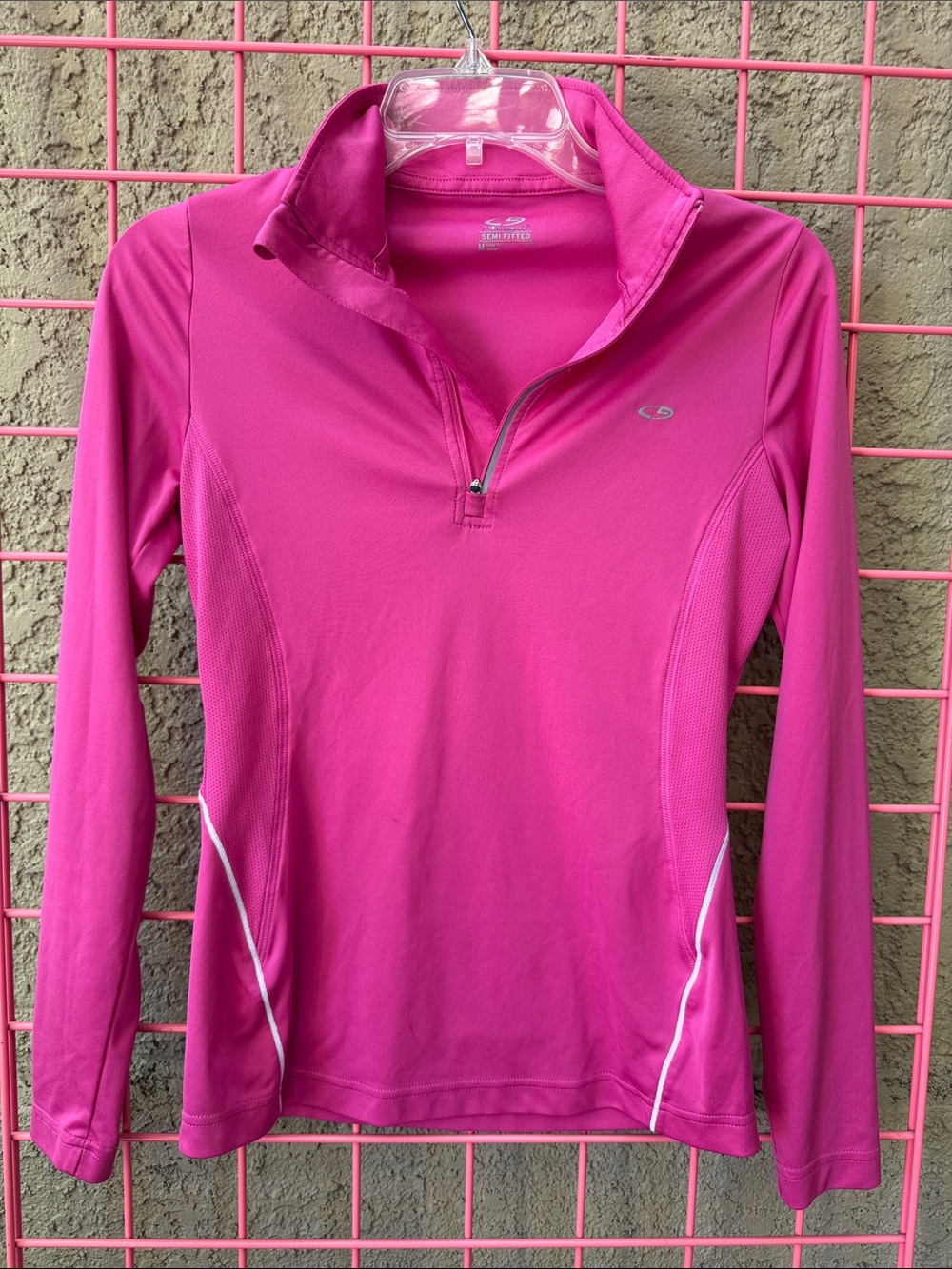 Champion Women's Long-Sleeve Hot Pink Quarter-Zip Performance Top